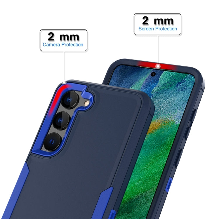 Blue 2 in 1 Magnetic PC + TPU Phone Case for Samsung Galaxy A03s, showcasing its sleek design and durable materials.